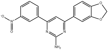 4-(2H-1,3-benzodioxol-5-yl)-6-(3-nitrophenyl)pyrimidin-2-amine 化学構造式