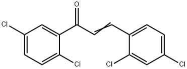 (2E)-3-(2,4-ジクロロフェニル)-1-(2,5-ジクロロフェニル)プロプ-2-エン-1-オン 化学構造式