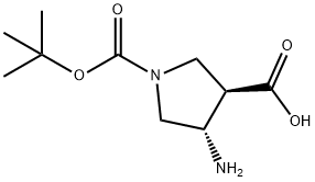 (3R,4S)-1-BOC-4-アミノピロリジン-3-カルボン酸 化学構造式