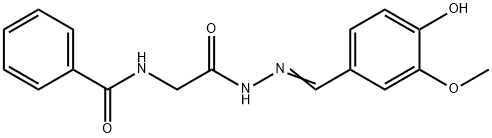 (E)-N-(2-(2-(4-hydroxy-3-methoxybenzylidene)hydrazinyl)-2-oxoethyl)benzamide,137205-03-9,结构式