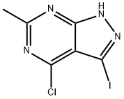 4-CHLORO-3-IODO-6-METHYL-1H-PYRAZOLO[3,4-D]PYRIMIDINE 化学構造式