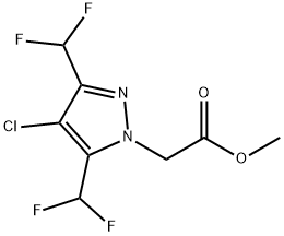 (4-Chloro-3,5-bis-difluoromethyl-pyrazol-1-yl)-acetic acid methyl ester Struktur