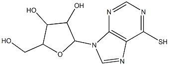 2-Hydroxymethyl-5-(6-mercapto-purin-9-yl)-tetrahydro-furan-3,4-diol 化学構造式