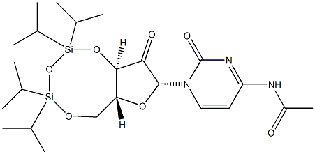 N-(2-oxo-1-((6aR,8R,9aR)-2,2,4,4-tetraisopropyl-9-oxotetrahydro-6H-furo[3,2-f][1,3,5,2,4]trioxadisilocin-8-yl)-1,2-dihydropyrimidin-4-yl)acetamide Struktur