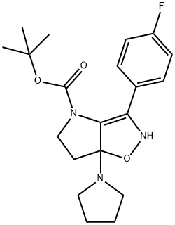 3-(4-Fluoro-phenyl)-6a-pyrrolidin-1-yl-2,5,6,6a-tetrahydro-1-oxa-2,4-diaza-pentalene-4-carboxylic acid tert-butyl ester Structure