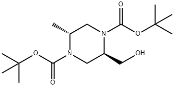 二叔丁基(2R,5R)-2-(羟甲基)-5-甲基哌嗪-1,4-二羧酸, 1427561-80-5, 结构式