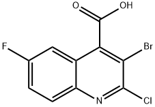 3-溴-2-氯-6-氟喹啉-4-羧酸, 1437433-63-0, 结构式