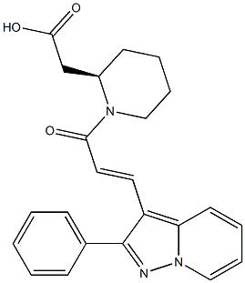2-Piperidineaceticacid, 1-[(2E)-1-oxo-3-(2-phenylpyrazolo[1,5-a]pyridin-3-yl)-2-propen-1-yl]-,(2R)-,143881-08-7,结构式