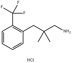 2,2-ジメチル-3-[2-(トリフルオロメチル)フェニル]プロパン-1-アミン塩酸塩 化学構造式