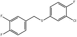 1,2-ジフルオロ-4-[(3-クロロ-4-フルオロフェニル)スルファニルメチル]ベンゼン 化学構造式