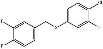 1,2-ジフルオロ-4-[(4-クロロ-3-フルオロフェニル)スルファニルメチル]ベンゼン 化学構造式