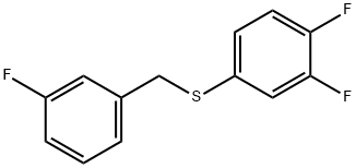 1-フルオロ-3-[(3,4-ジフルオロフェニル)スルファニルメチル]ベンゼン 化学構造式