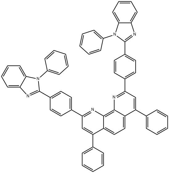 4,7-二苯基-2,9-双(4-(1-苯基-1H-苯并[D]咪唑-2-基)苯基)-1,1-菲咯啉 结构式