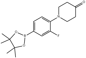 1-(2-氟-4-(4,4,5,5-四甲基-1,3,2-二氧硼杂环戊烷-2-基)苯基)哌啶-4-酮, 1449144-86-8, 结构式