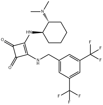 3-((3,5-bis(trifluoromethyl)benzyl)amino)-4-(((1R,2R)-2-(dimethylamino)cyclohexyl)amino)cyclobut-3-ene-1,2-dione Structure