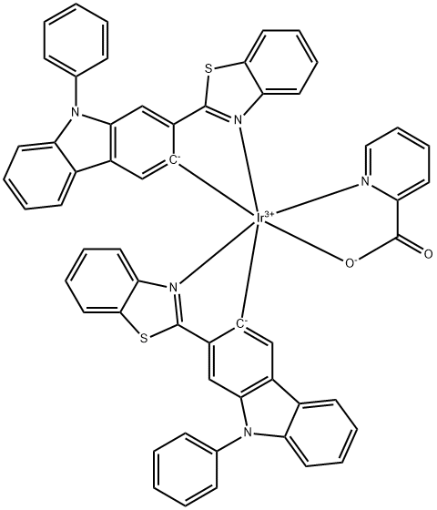 Bis[2-(9-phenylcarbazol-2-yl)-benzothiazole] iridium(III) picolinate 化学構造式