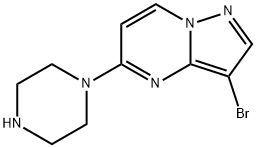 3-bromo-5-(piperazin-1-yl)pyrazolo[1.5-a]pyrimidine 化学構造式