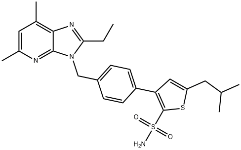 3-[4-({2-ethyl-5,7-dimethyl-3H-imidazo[4,5-b]pyridin-3-yl}methyl)phenyl]-5-(2-methylpropyl)thiophene-2-sulfonamide Structure