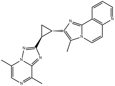 Imidazo[2,1-f][1,6]naphthyridine, 2-[(1S,2S)-2-(5,8-dimethyl[1,2,4]triazolo[1,5-a]pyrazin-2-yl)cyclopropyl]-3-methyl- 化学構造式