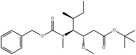 Heptanoic acid, 3-methoxy-5-methyl-4-[methyl[(phenylmethoxy)carbonyl]amino]-, 1,1-dimethylethyl ester, [3S-(3R*,4R*,5R*)]- (9CI) 化学構造式