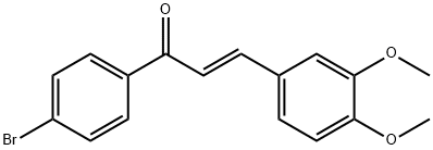 (2E)-1-(4-ブロモフェニル)-3-(3,4-ジメトキシフェニル)プロプ-2-エン-1-オン 化学構造式