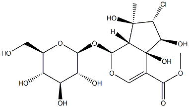Cyclopenta[c]pyran-4-carboxylicacid, 6-chloro-1-(b-D-glucopyranosyloxy)-1,4a,5,6,7,7a-hexahydro-4a,5,7-trihydroxy-7-methyl-,methyl ester, (1S,4aR,5S,6R,7R,7aS)-,158599-51-0,结构式