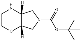 (4aR,7aS)-tert-butyl hexahydropyrrolo[3,4-b][1,4]oxazine-6(2H)-carboxylate 化学構造式