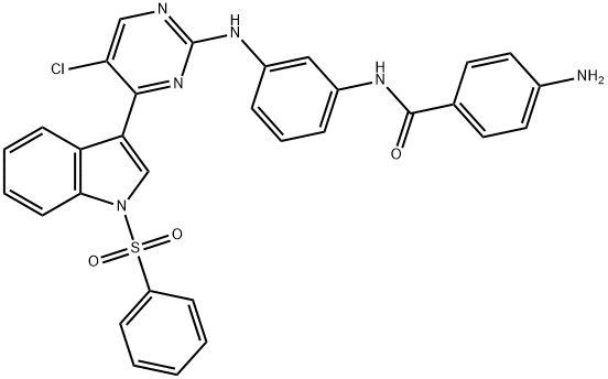 4-amino-N-(3-((5-chloro-4-(1-(phenylsulfonyl)-1H-indol-3-yl)pyrimidin-2-yl)amino)phenyl)benzamide Structure