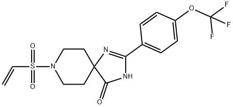2-(4-(三氟甲氧基)苯基)-8-(乙烯基磺酰)-1,3,8-三氮杂螺[4.5]癸碳-1-烯-4-酮, 1613373-48-0, 结构式