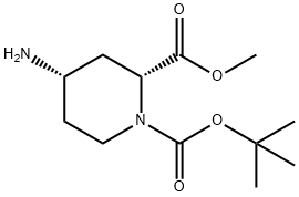 1-(tert-butyl) 2-methyl (2R,4S)-4-aminopiperidine-1,2-dicarboxylate Struktur