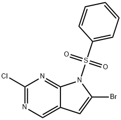 7-(benzenesulfonyl)-6-bromo-2-chloro-7H-pyrrolo[2,3-d]pyrimidine Struktur