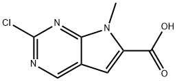 2-クロロ-7-メチル-7H-ピロロ[2,3-D]ピリミジン-6-カルボン酸 化学構造式