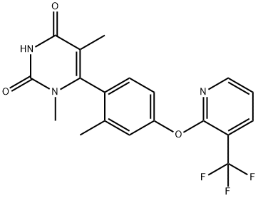 1,5-dimethyl-6-[2-methyl-4-[3-(trifluoromethyl)pyridin-2-yl]oxyphenyl]pyrimidine-2,4-dione 结构式