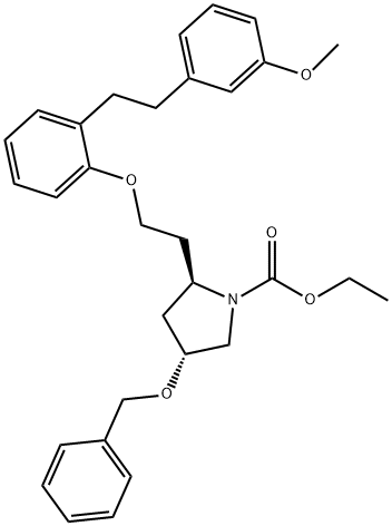 (2R,4R)-ethyl 4-(benzyloxy)-2-(2-(2-(3-methoxyphenethyl)phenoxy)ethyl)pyrrolidine-1-carboxylate Structure