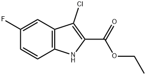 3-Chloro-5-fluoro-1H-indole-2-carboxylic acid ethyl ester 化学構造式