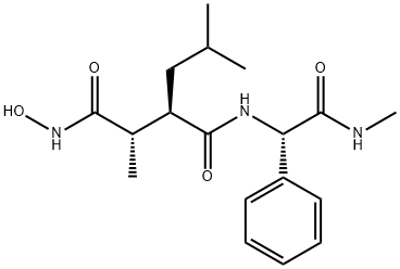 Butanediamide,N1-hydroxy-2-methyl-N4-[(1S)-2-(methylamino)-2-oxo-1-phenylethyl]-3-(2-methylpropyl)-,(2S,3R)- 化学構造式