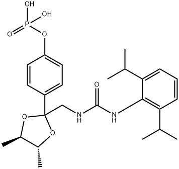 Urea, N-[2,6-bis(1-methylethyl)phenyl]-N'-[[(4R,5R)-4,5-dimethyl-2-[4-(phosphonooxy)phenyl]-1,3-dioxolan-2-yl]methyl]- Structure