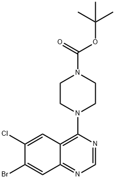 tert-butyl 4-(7-bromo-6-chloroquinazolin-4-yl)piperazine-1-carboxylate 化学構造式