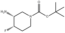 (3R,4S)-3-氨基-4-氟哌啶-1-羧酸叔丁酯 结构式