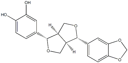 4-[(3S,3aR,6S,6aR)-6-(1,3-benzodioxol-5-yl)-1,3,3a,4,6,6a-hexahydrofuro[3,4-c]furan-3-yl]benzene-1,2-diol 结构式