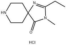 2-エチル-3-メチル-1,3,8-トリアザスピロ[4.5]デカ-1-エン-4-オン塩酸塩 化学構造式