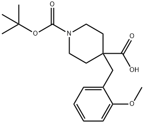 1-(TERT-ブトキシカルボニル)-4-(2-メトキシベンジル)ピペリジン-4-カルボン酸 化学構造式