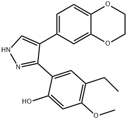 2-(4-(2,3-dihydrobenzo[b][1,4]dioxin-6-yl)-1H-pyrazol-3-yl)-4-ethyl-5-methoxyphenol,171009-12-4,结构式