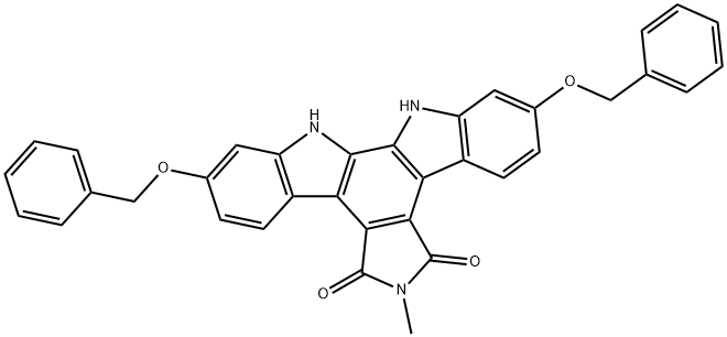 2,10-二(苄氧基)-6-甲基-12,13-二氢-5H-吲哚并[2,3-A]吡咯并[3,4-C]咔唑-5,7(6H)-二酮 结构式