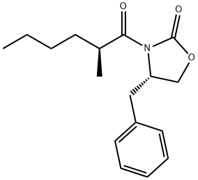 (4S)-3-[(2S)-2-メチルヘキサノイル]-4β-ベンジルオキサゾリジン-2-オン 化学構造式