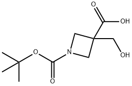 1-(tert-butoxycarbonyl)-3-(hydroxymethyl)-3-azetidinecarboxylic acid Struktur