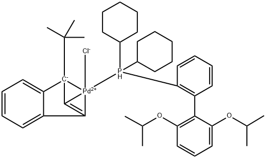 Chloro(1-t-butylindenyl)[2-(dicyclohexylphosphino)-2',6'-di-i-propoxy-1,1'-biphenyl]palladium(II) Struktur