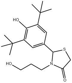 2-(3,5-di-tert-butyl-4-hydroxyphenyl)-3-(3-hydroxypropyl)thiazolidin-4-one Structure