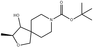 (3S)-tert-butyl 4-hydroxy-3-methyl-2-oxa-8-azaspiro[4.5]decane-8-carboxylate 化学構造式