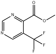 5-Trifluoromethyl-pyrimidine-4-carboxylic acid methyl ester 化学構造式